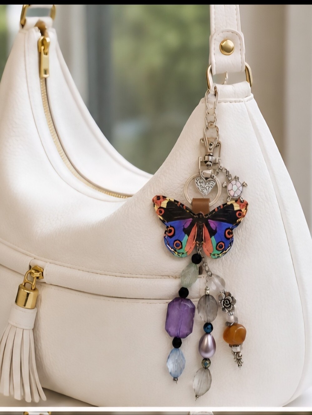 Butterfly Multi-Color Beaded Keychain/ Bag Charm